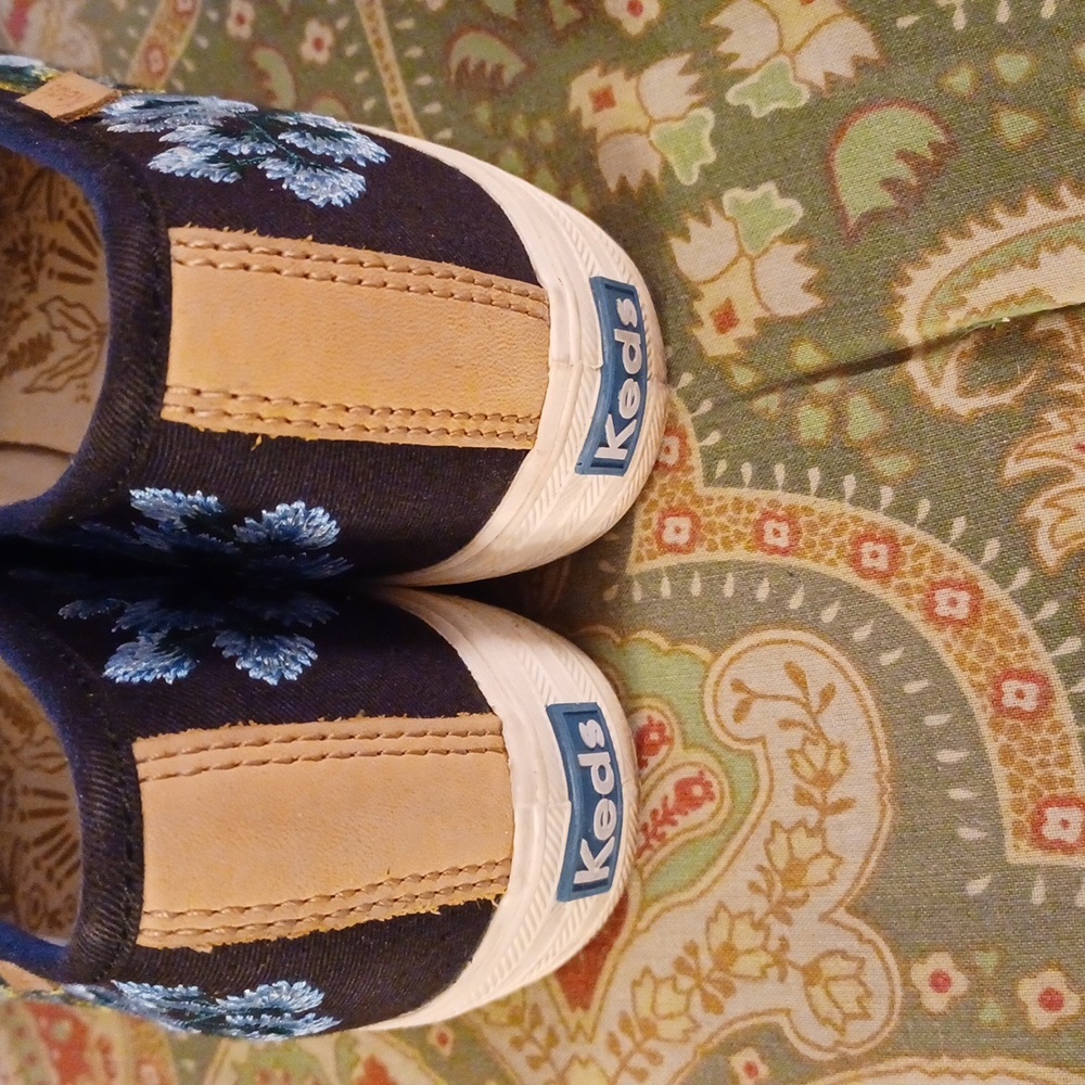 Keds Rifle Paper Co 7.5 7 1/2 black loafers flats shoes - Picture 3 of 5